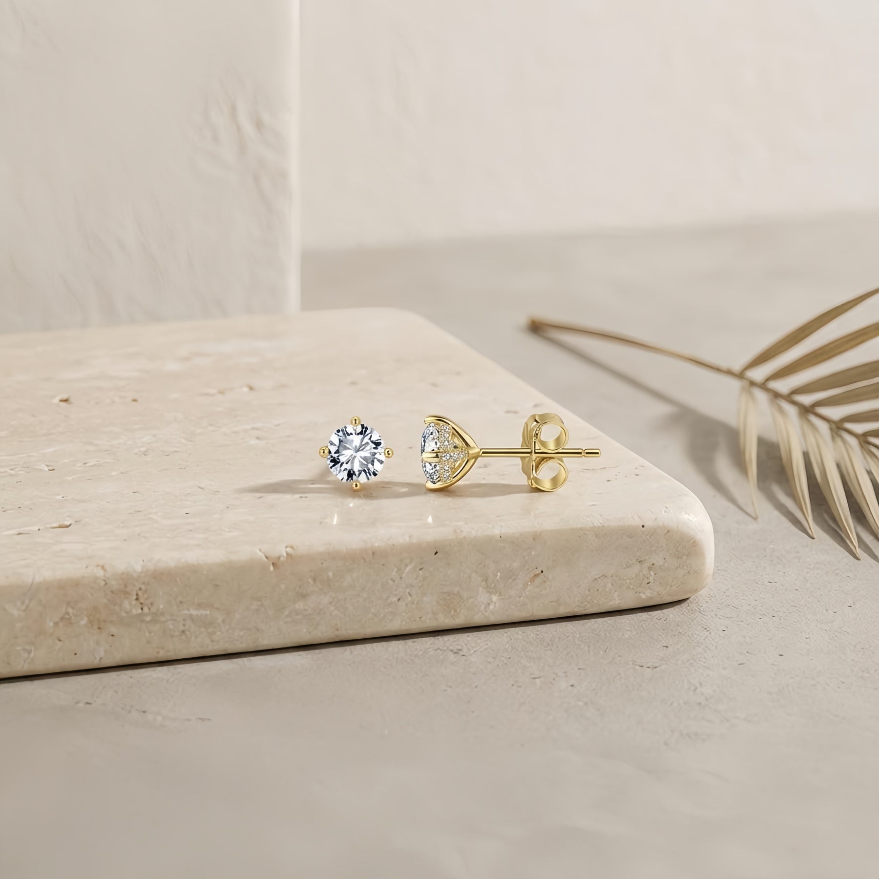 Gold-Tone CZ Stud Earrings – zircon earrings