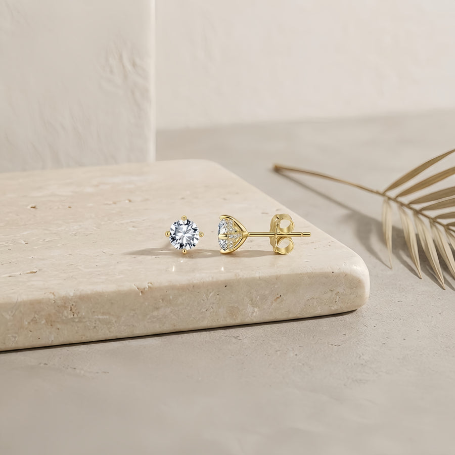 Gold-Tone CZ Stud Earrings – zircon earrings
