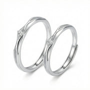 Wavy Silver Couple Rings – sterling silver ring, front view