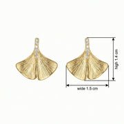 Ginkgo Biloba Leaf Earrings – sterling silver earrings, front view