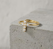 gold-plated Cross Ring with CZ Accents – zircon ring, side detail