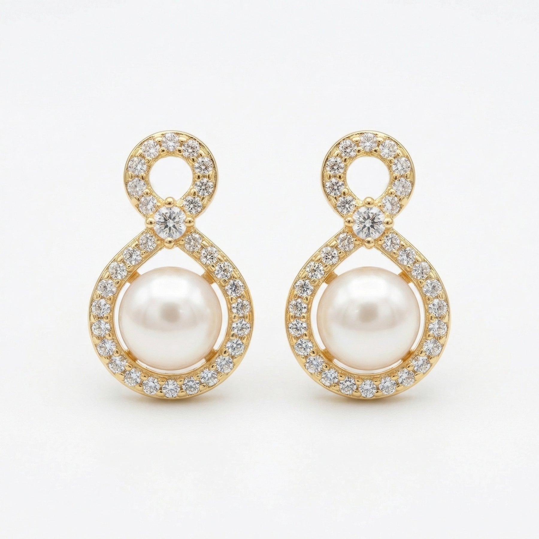 Pearl Infinity Figure-Eight Studs – pearl earrings, side detail