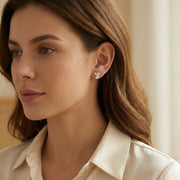 Blossom Studs with Filigree Butterfly – sterling silver earrings, side detail