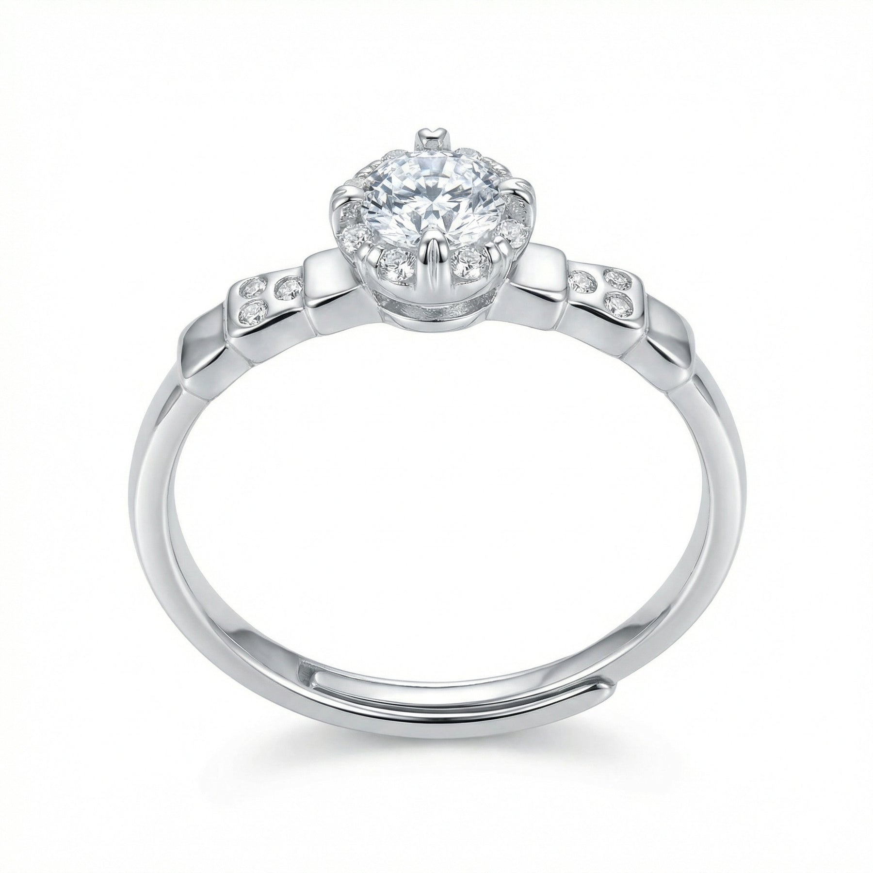 Adjustable Silver Halo Ring – sterling silver ring