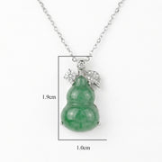 Jadeite Hulu Gourd Necklace, CZ Accents – jade necklace
