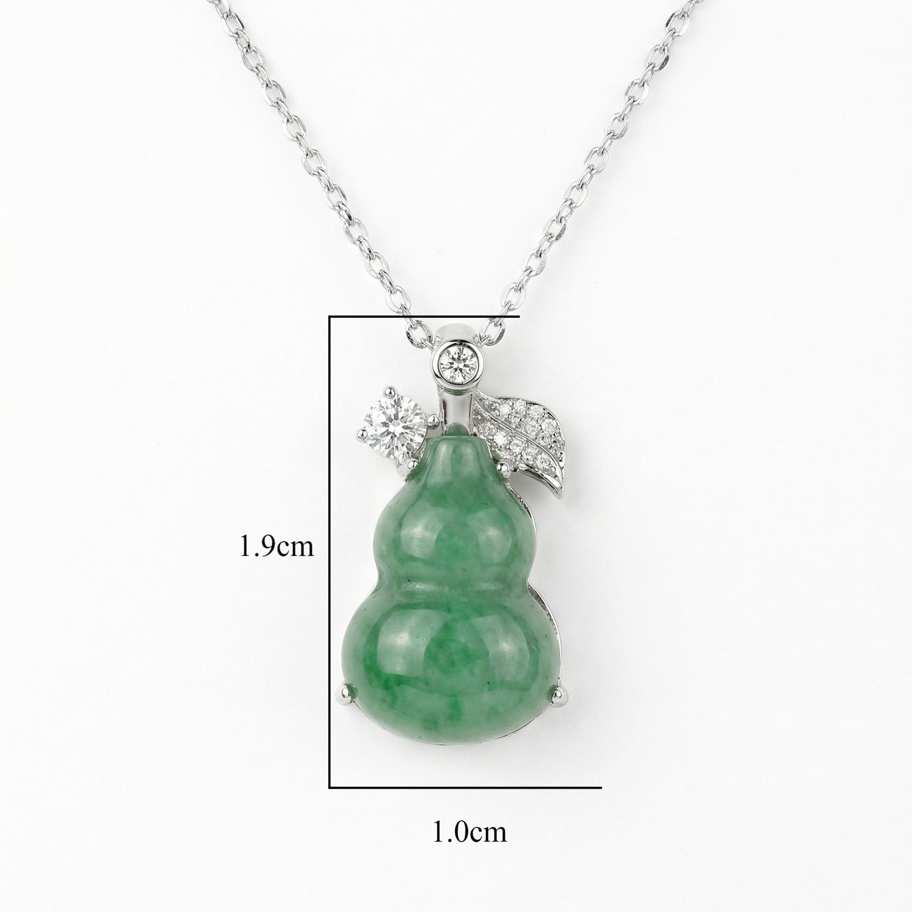 Jadeite Hulu Gourd Necklace, CZ Accents – jade necklace