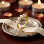 Four-Pearl Scalloped Ring – pearl ring