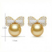 South Sea Pearl Ribbon Earrings – pearl earrings, front view