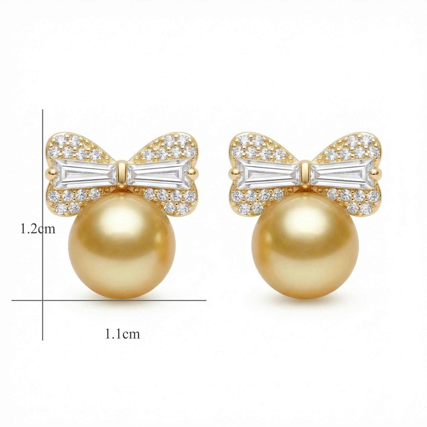 South Sea Pearl Ribbon Earrings – pearl earrings, front view