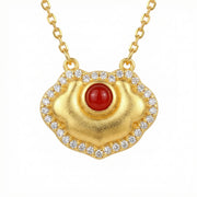 Shell and Coral Halo Necklace – sterling silver necklace