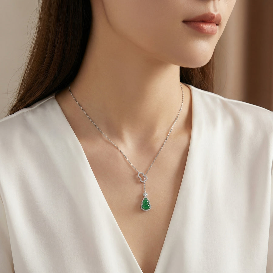 Jadeite Gourd Necklace, Stone-Encrusted – jade necklace