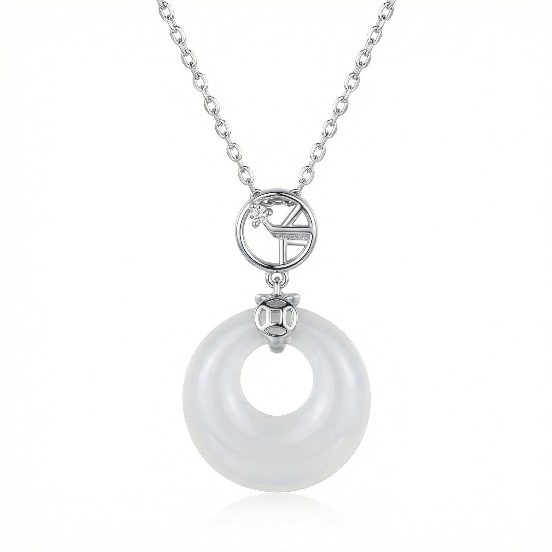 White Jade Peace Buckle Necklace – jade necklace