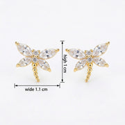 Marquise Crystal Dragonfly Studs – crystal earrings, close-up