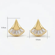 Fan-Shaped Baguette Stud Earrings – sterling silver earrings