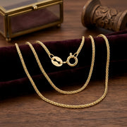 Italian Gold-Plated Wheat Chain Necklace – gold-plated necklace, front view
