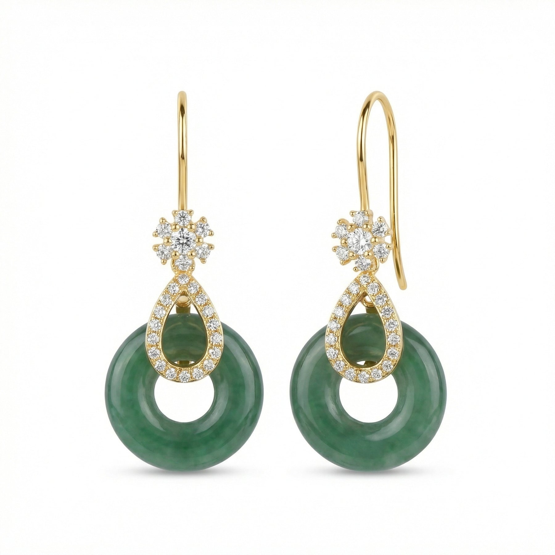 Jade Donut Drop Earrings – jade earrings, front view