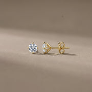 Gold-Tone CZ Stud Earrings – zircon earrings, side detail
