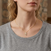 Double Butterfly CZ Necklace – zircon necklace, front view
