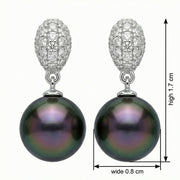 Tahitian Pearl Pavé Drop Earrings – pearl earrings, side detail