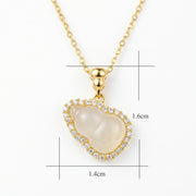 Hulu Gourd Halo Pendant Necklace – sterling silver necklace, side detail
