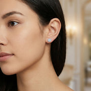 Cushion-Cut Halo Studs, White Finish – sterling silver earrings