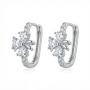 Clover Heart Zirconia Hoop Earrings – zircon earrings, side detail