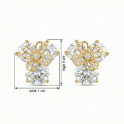 Blossom Studs with Filigree Butterfly – sterling silver earrings, front view