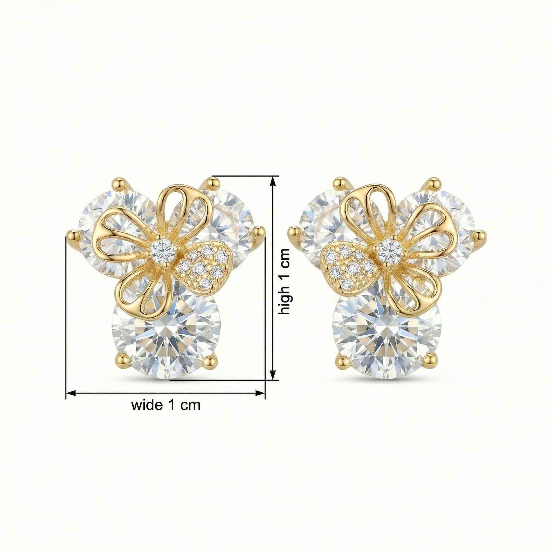 Blossom Studs with Filigree Butterfly – sterling silver earrings, front view