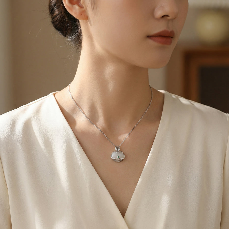 White Jade Long-Life Lock Necklace – jade necklace