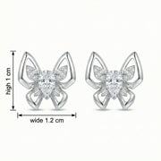 Silver Butterfly Studs, Pear Accents – sterling silver earrings, side detail