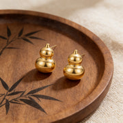 Gourd-Shaped Stud Earrings – sterling silver earrings, close-up