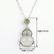 White and Green Hulu Gourd Necklace – sterling silver necklace, side detail