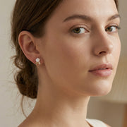 Mother-of-Pearl Rose and Leaf Studs – mother-of-pearl earrings, front view