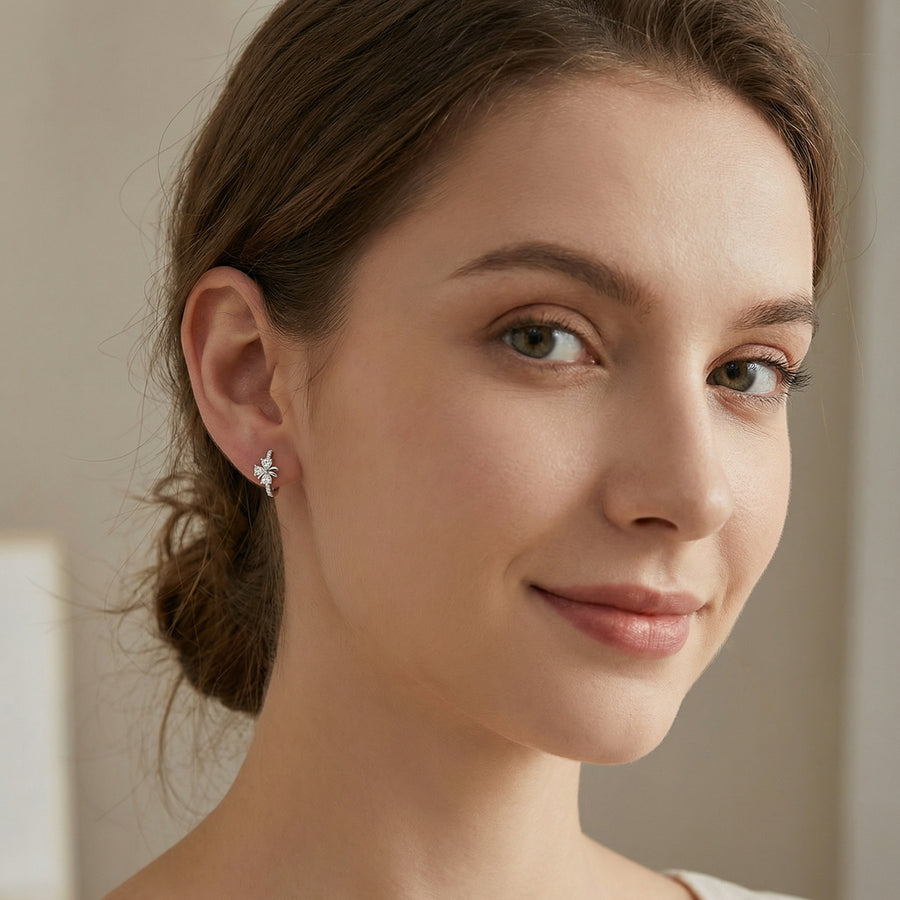 Clover Heart Zirconia Hoop Earrings – zircon earrings