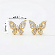 Butterfly Studs, Baguette and Round Cuts – sterling silver earrings, side detail