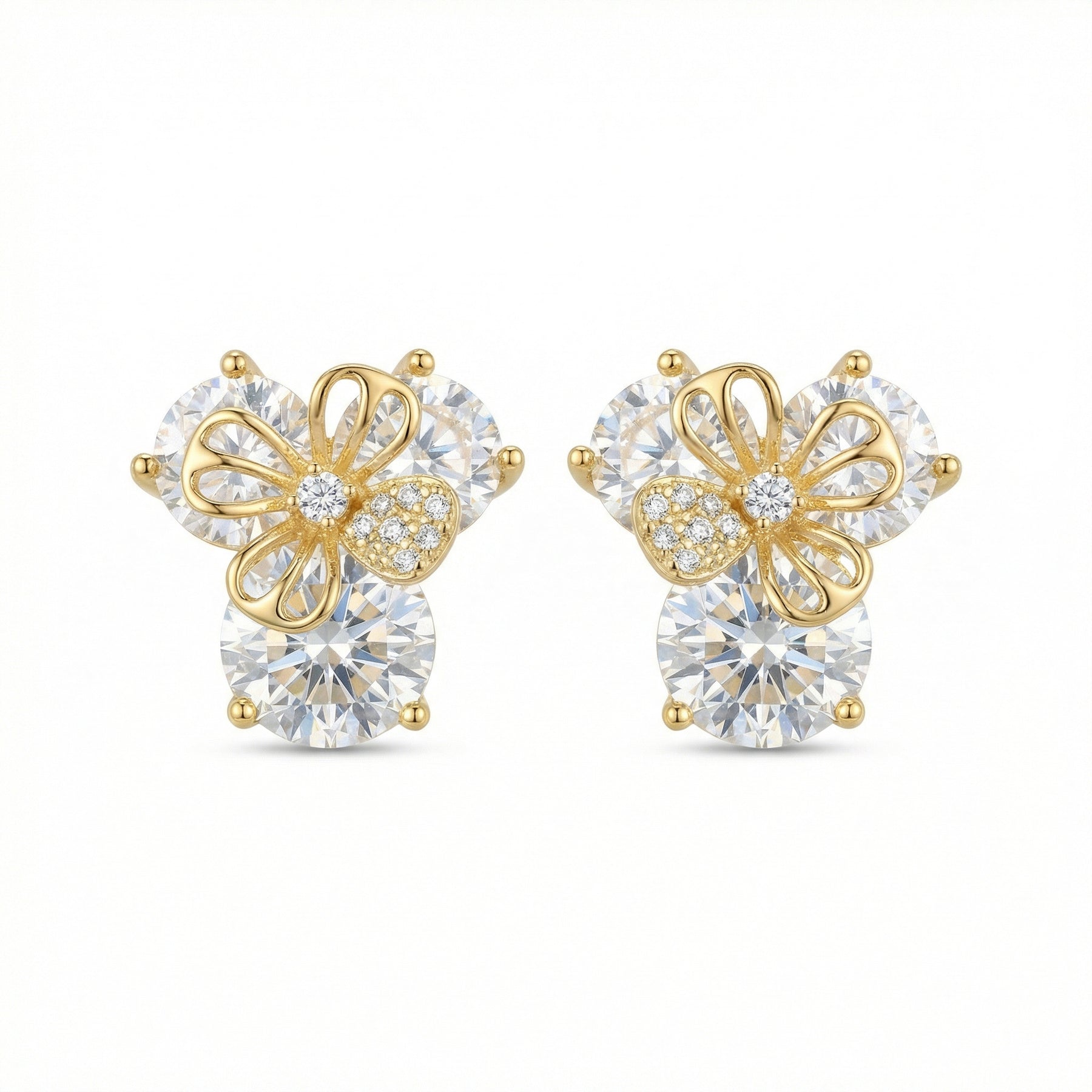 Blossom Studs with Filigree Butterfly – sterling silver earrings