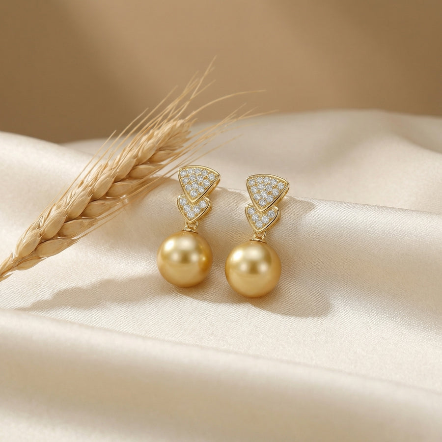 South Sea Pearl Geometric Drops – pearl earrings