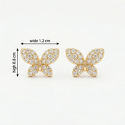 Butterfly Studs, Shimmering Pavé – sterling silver earrings, front view