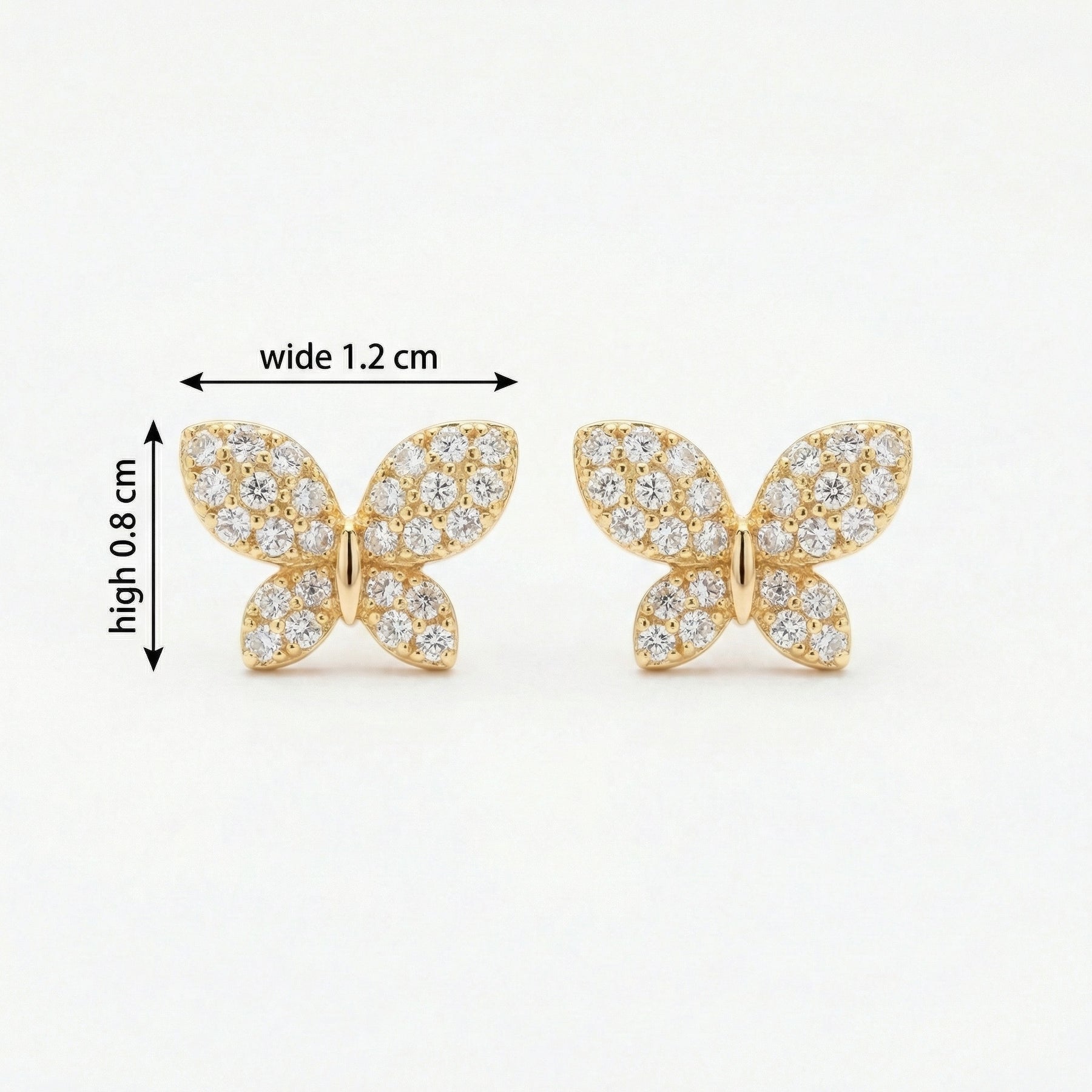 Butterfly Studs, Shimmering Pavé – sterling silver earrings, front view
