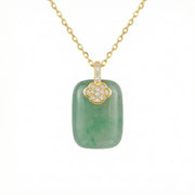 Rectangular Green Jade Tablet Necklace – jade necklace, front view