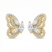 Butterfly Studs, Warm Radiant Finish – sterling silver earrings, front view