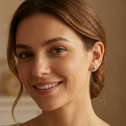 Vintage Floral Disc Stud Earrings – sterling silver earrings, front view