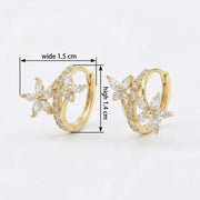 Floral Marquise Huggie Hoop Earrings – sterling silver earrings, close-up