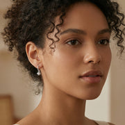 Celestial Star Dangle Hoop Earrings – sterling silver earrings, side detail