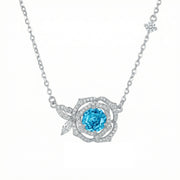 Rose-Inspired Blue Gemstone Necklace – sterling silver necklace, side detail