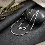 Durable Italian Figaro Chain Necklace – sterling silver necklace, front view