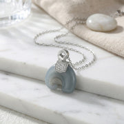 Grey Jade Elephant Pendant Necklace – jade necklace, front view