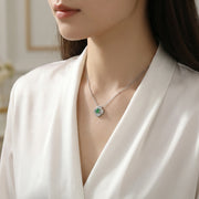Quatrefoil Green Gemstone Necklace – jade necklace