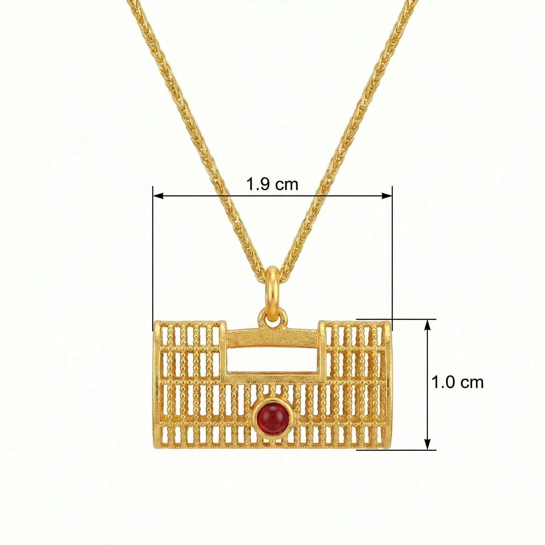 Abacus Garnet Filigree Necklace – sterling silver necklace, side detail