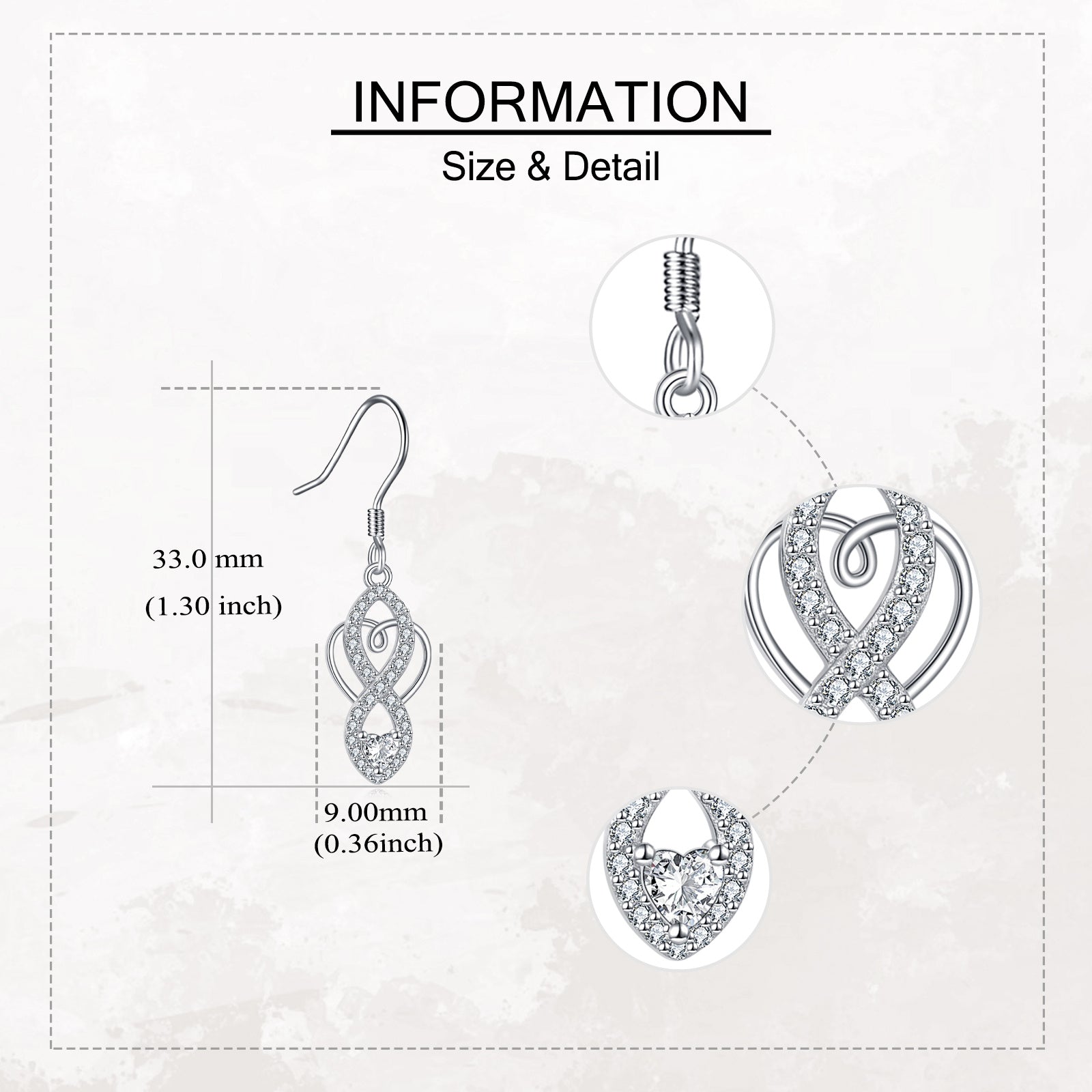 Celtic Knot Infinity Drop Earrings – sterling silver earrings, styling detail